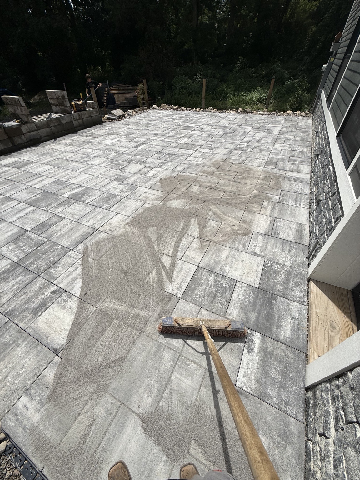 Paver patio installation detail
