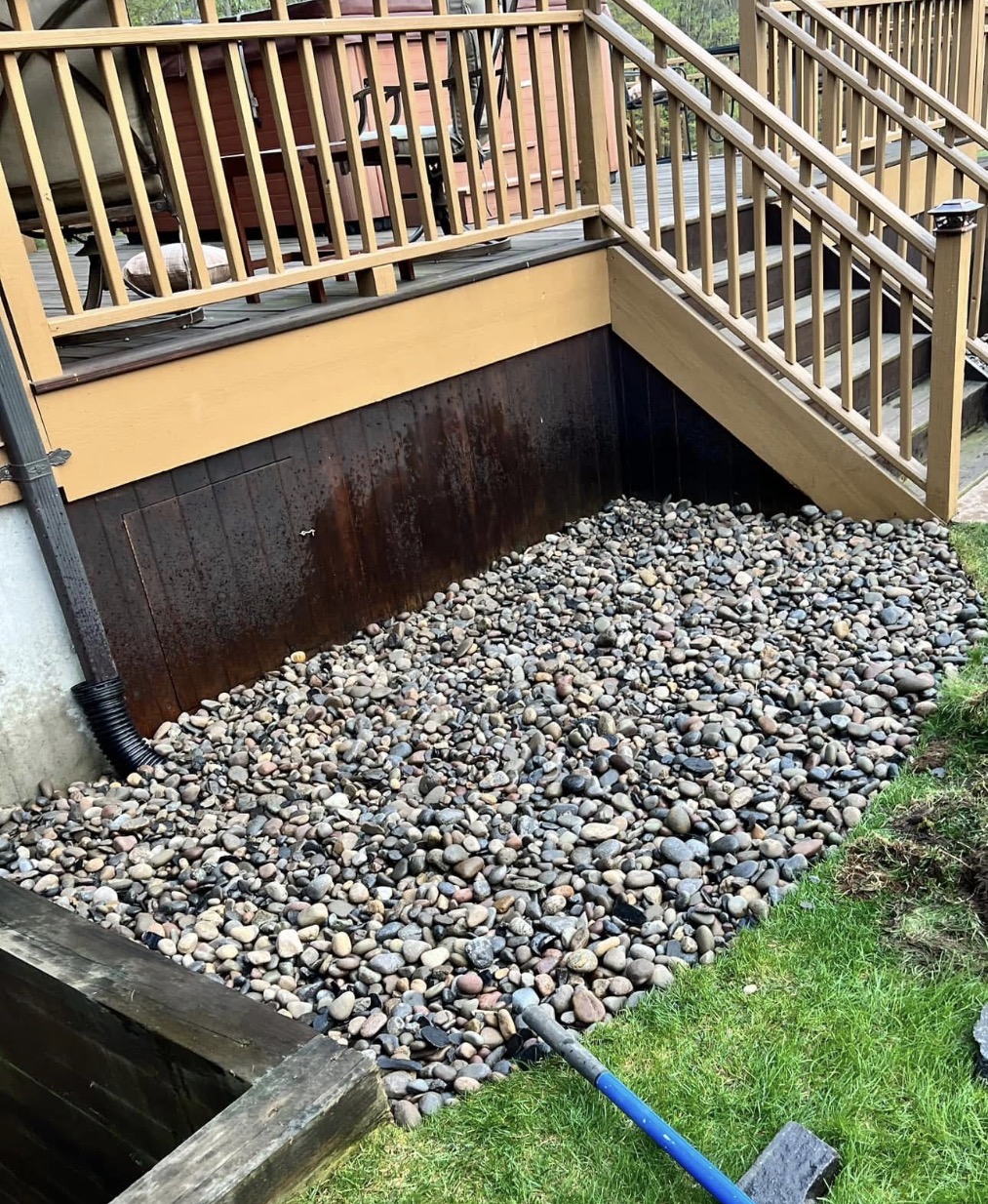 After rock bed install