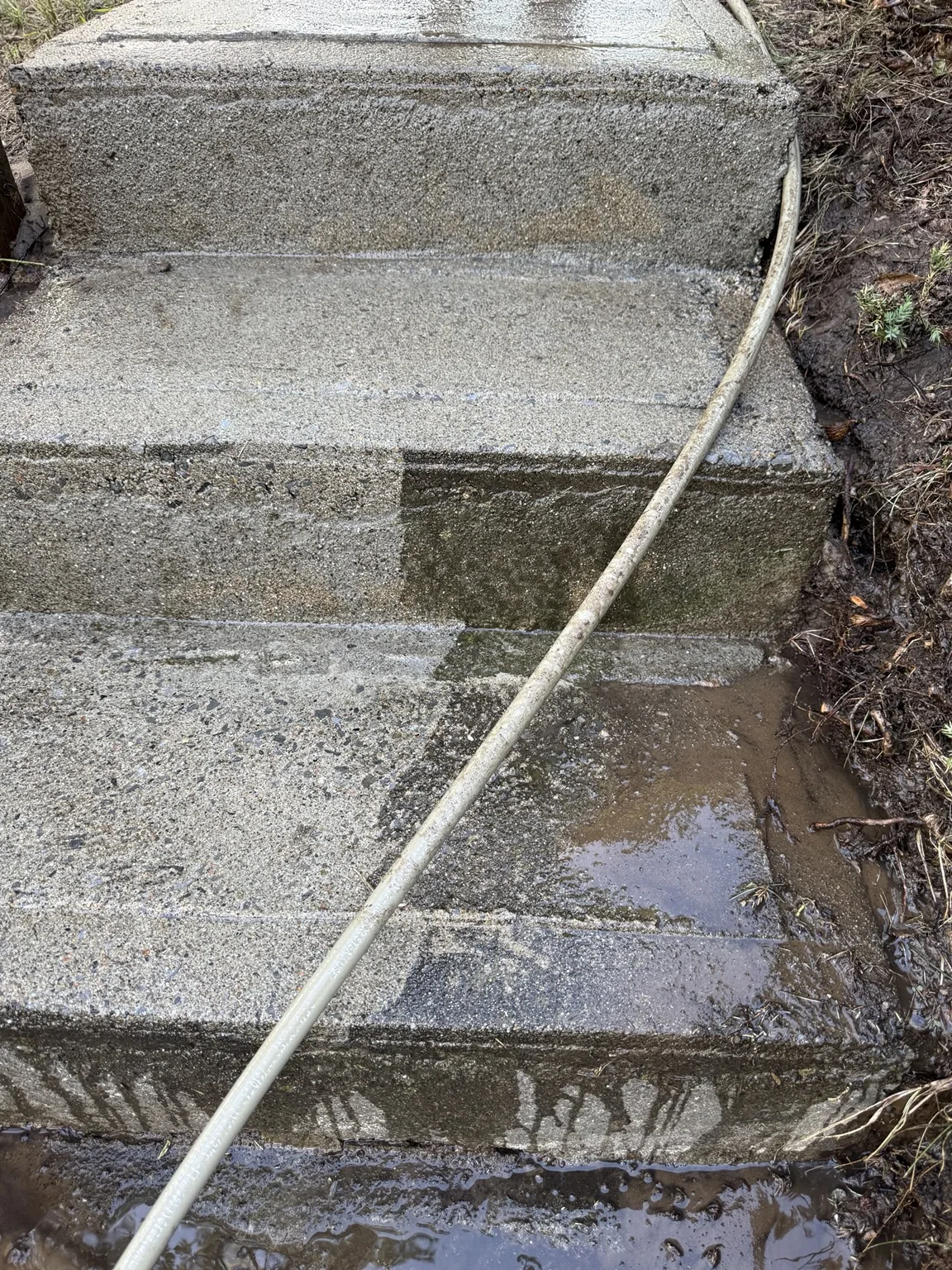 Concrete cleaning in progress