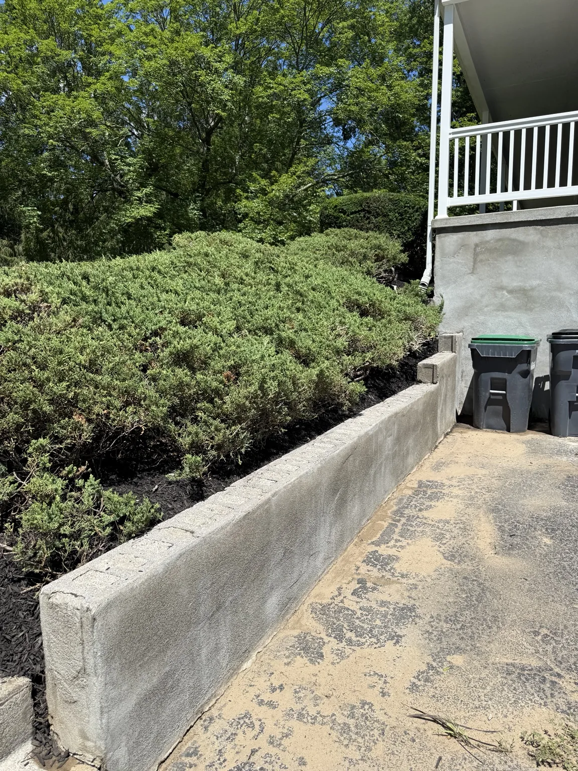Finished raised bed and retaining wall area