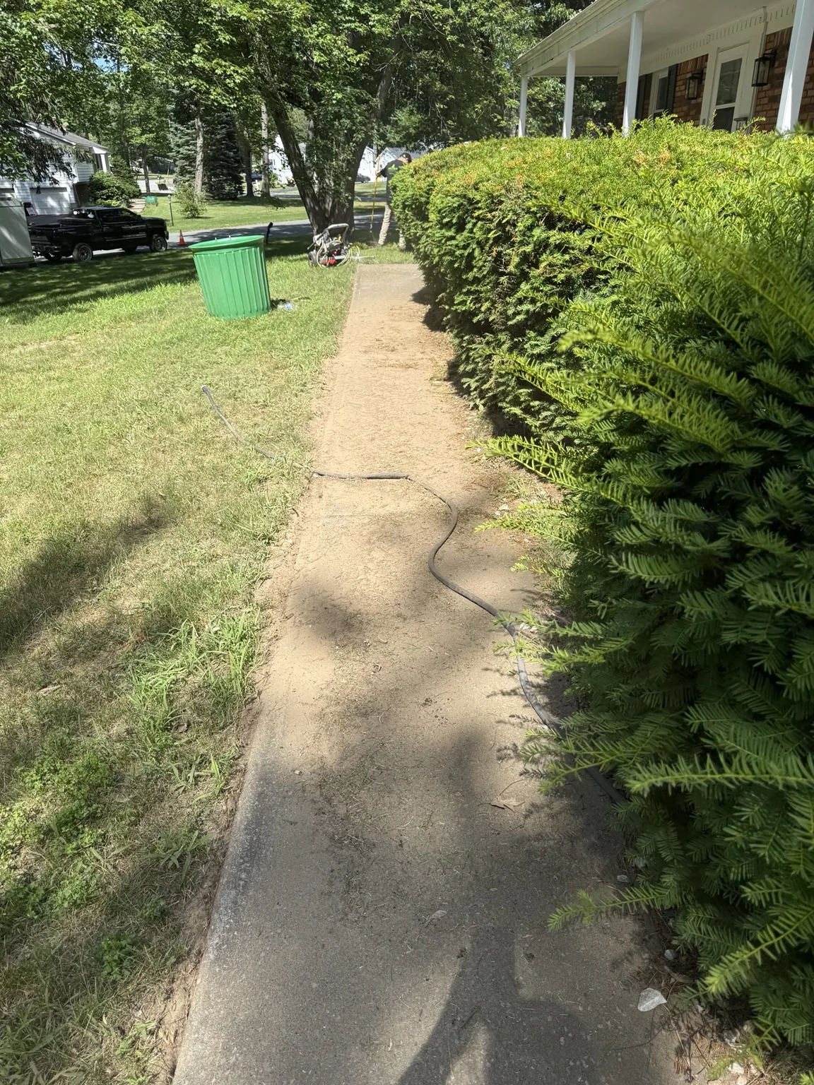 Walkway edge before cleanup